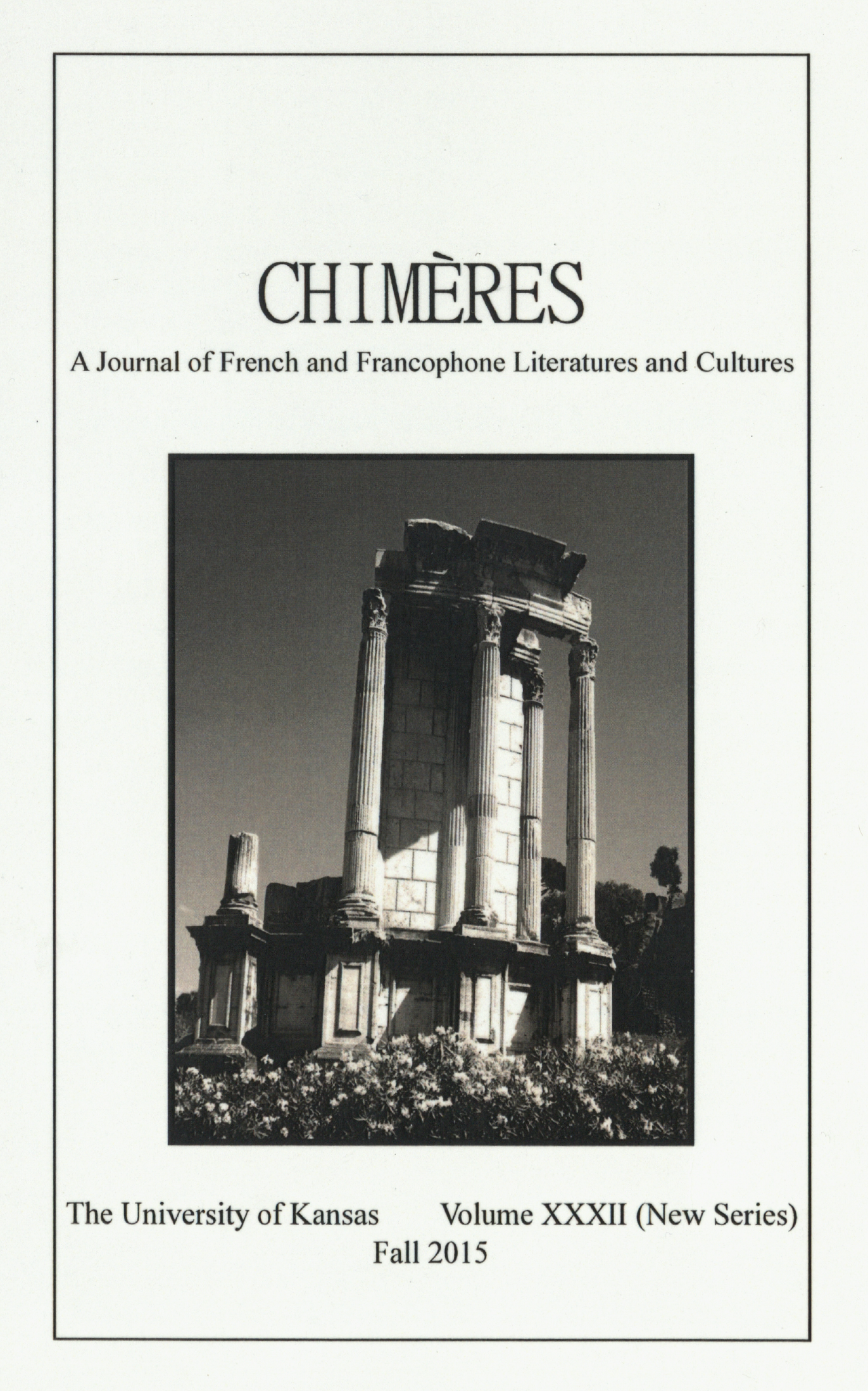 Cover for Chimères, Vol. 32, Fall 2015