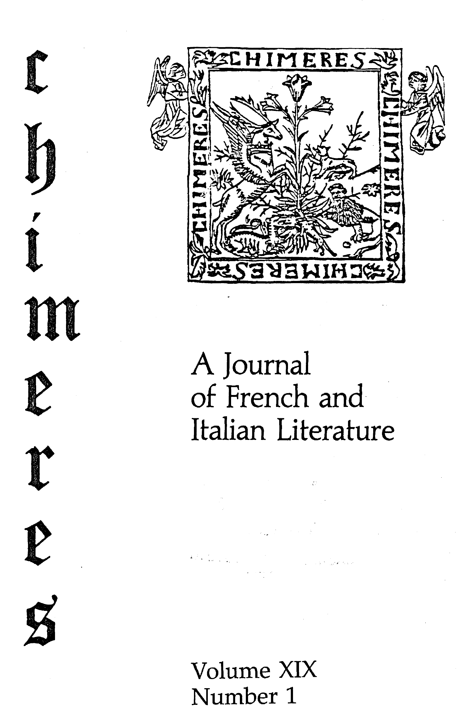 Cover for Chimères, Vol. 11.1, Fall 1986