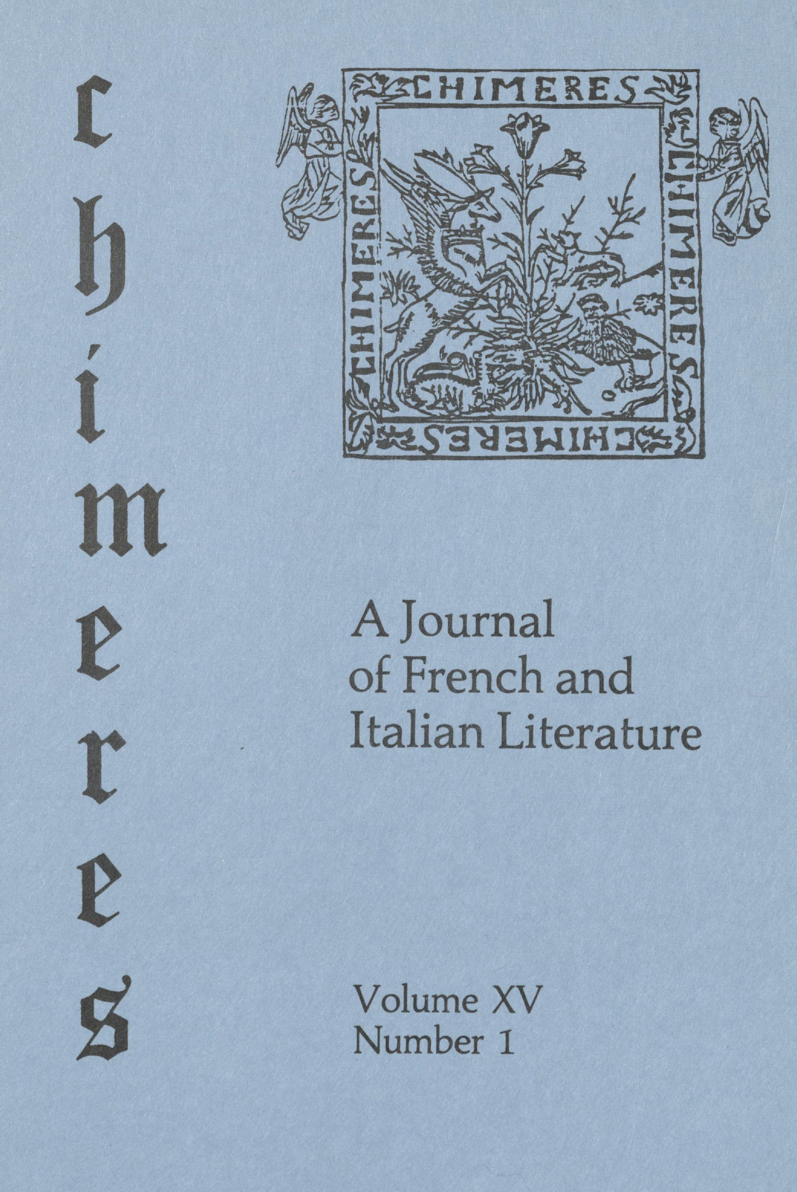 Cover for Chimères, Vol. 15.1, Fall 1981