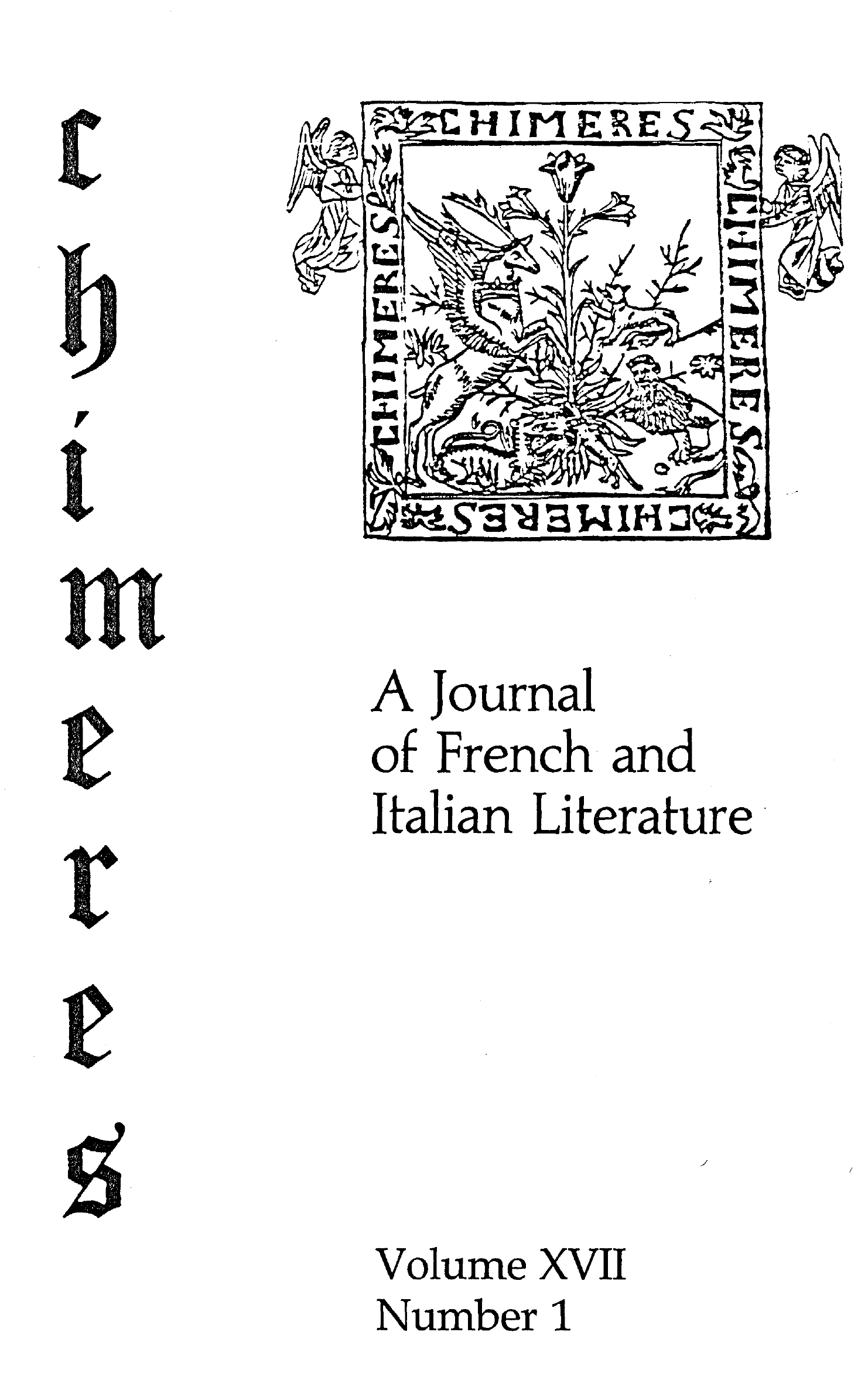 Cover for Chimères, Vol. 17.1, Fall 1984