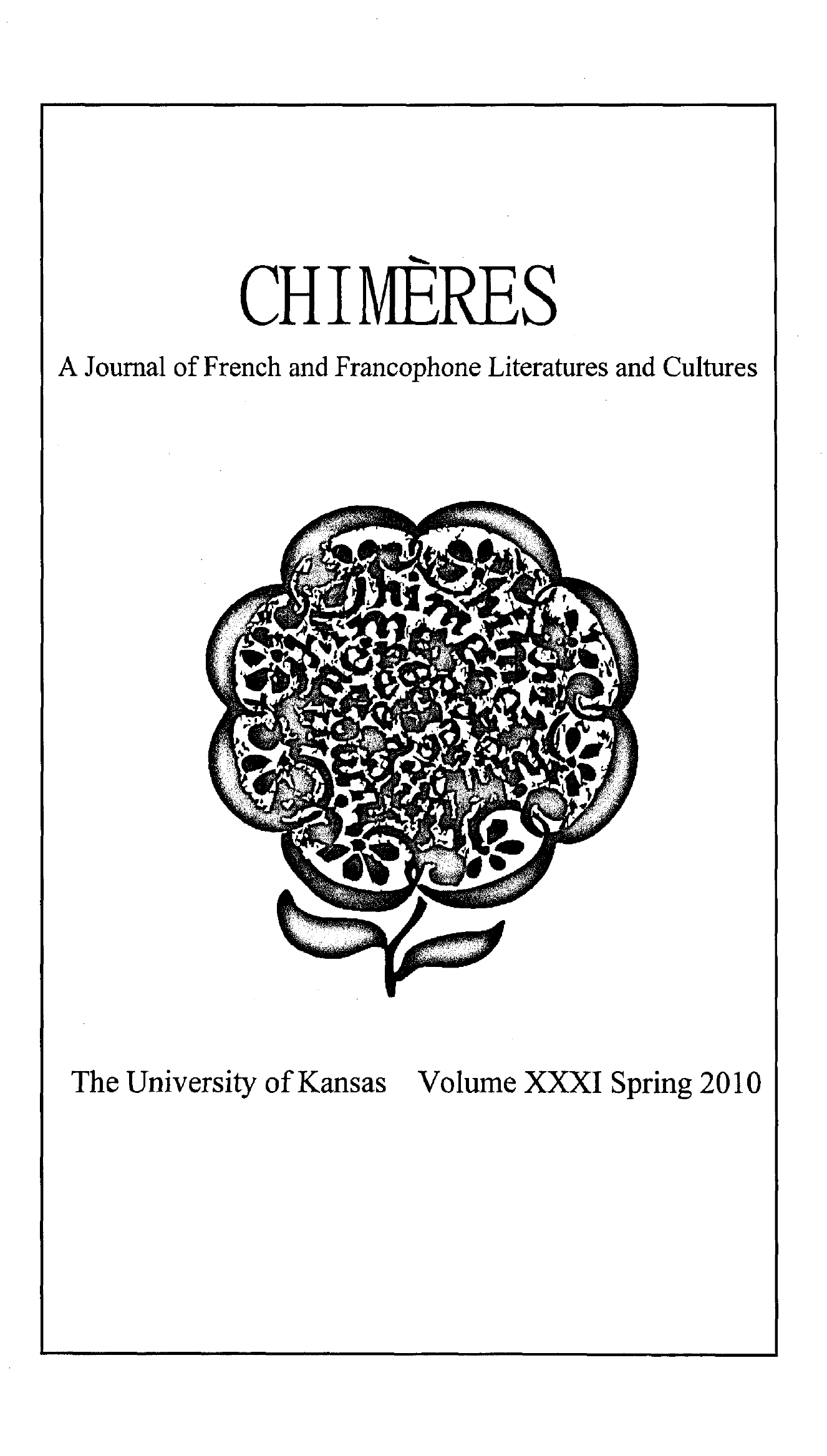 Cover for Chimères, Vol. 31, Spring 2010