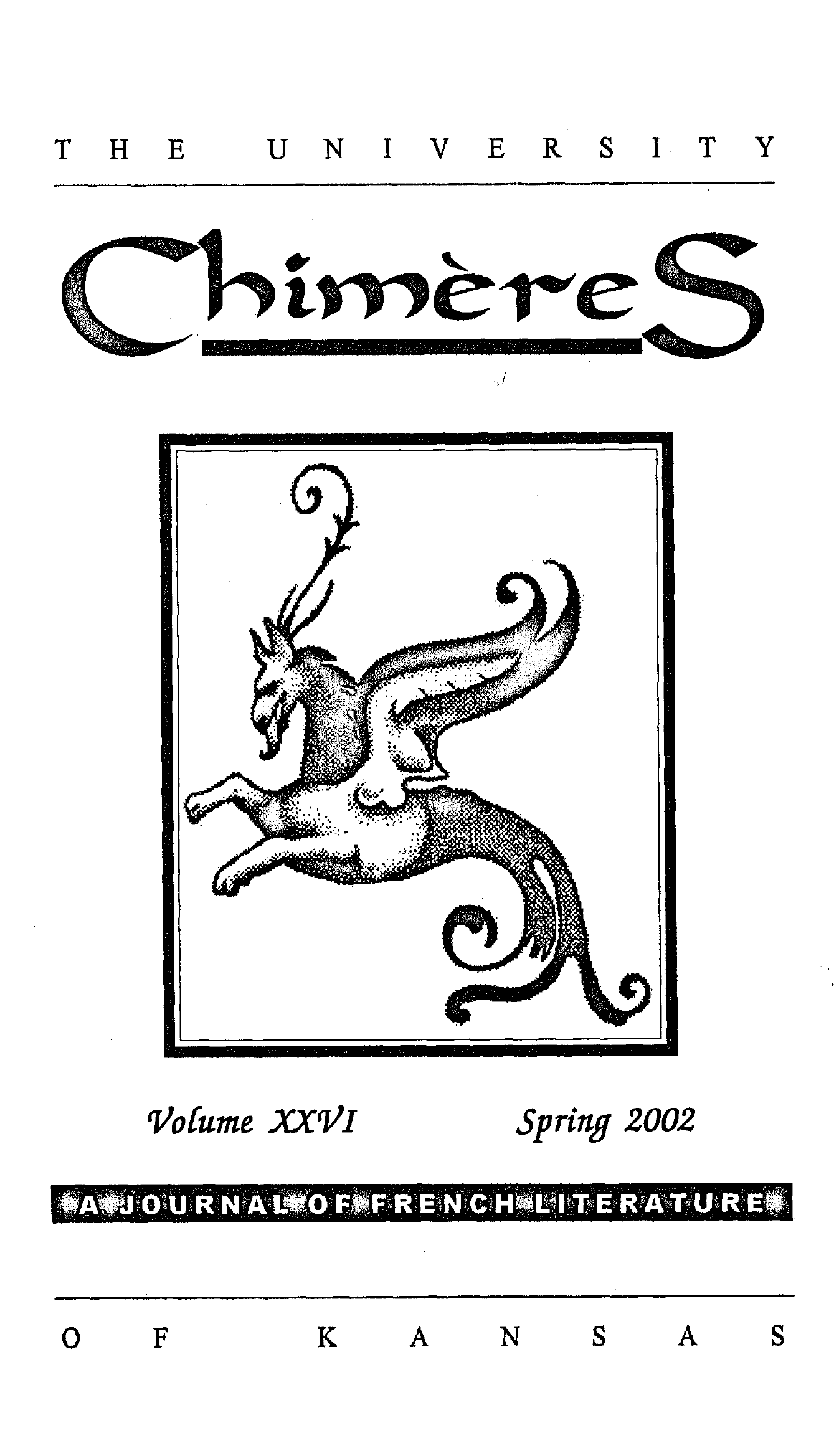 Cover for Chimères, Vol. 26, Spring 2002
