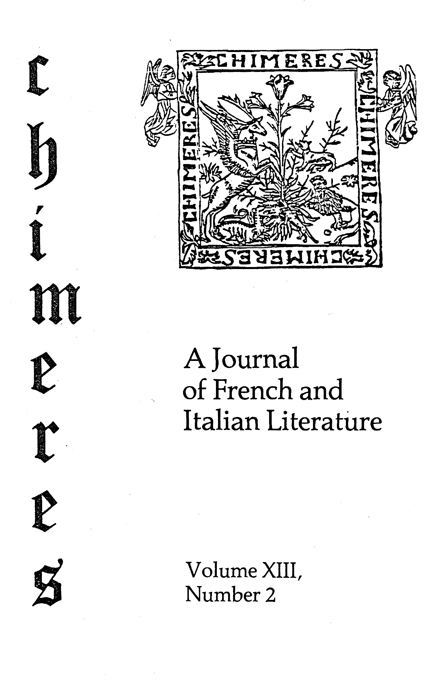 Cover for Chimères, Vol. 13.2, Spring 1980