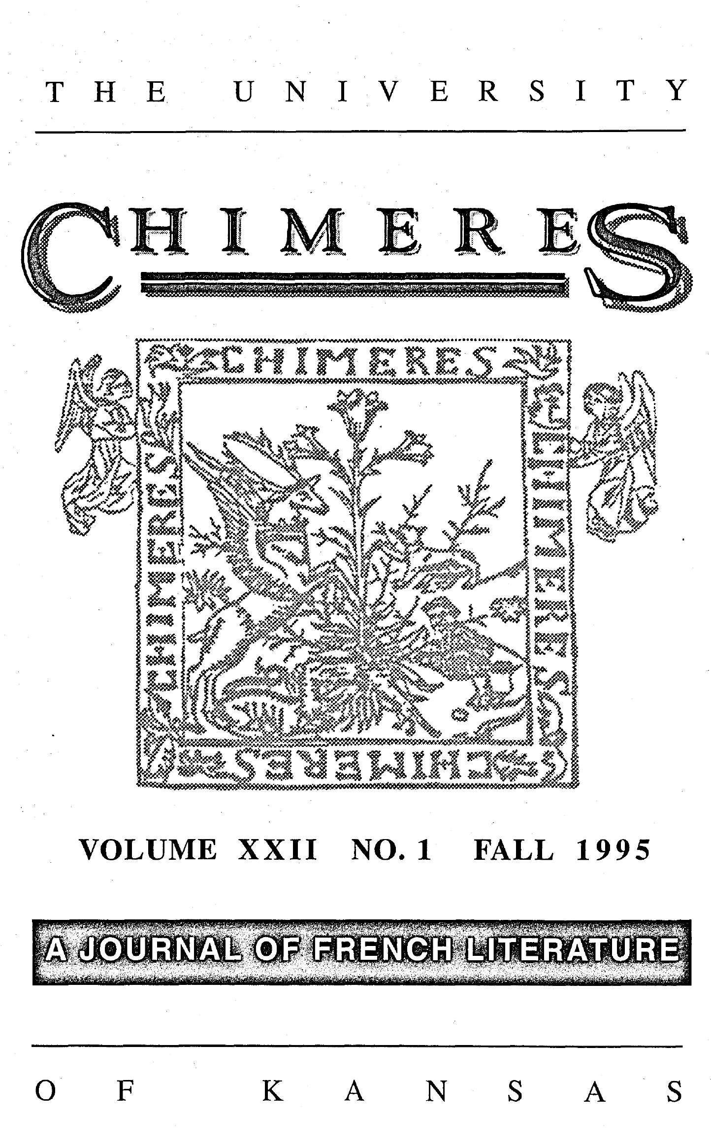 Cover for Chimères, Vol. 22.1, Fall 1995