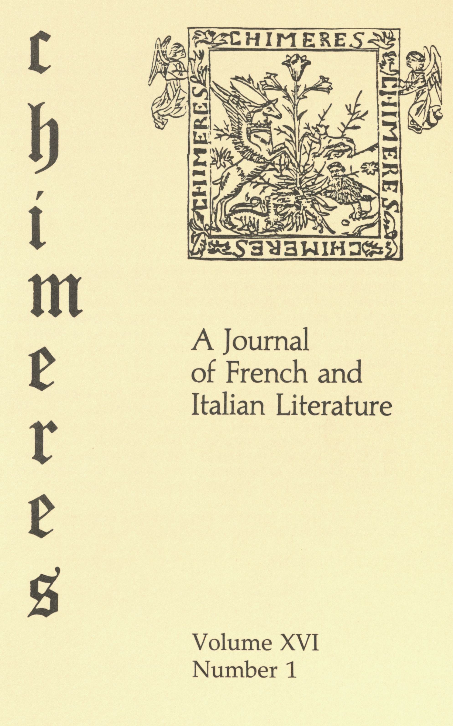 Cover for Chimères, Vol. 16.2, Spring 1983