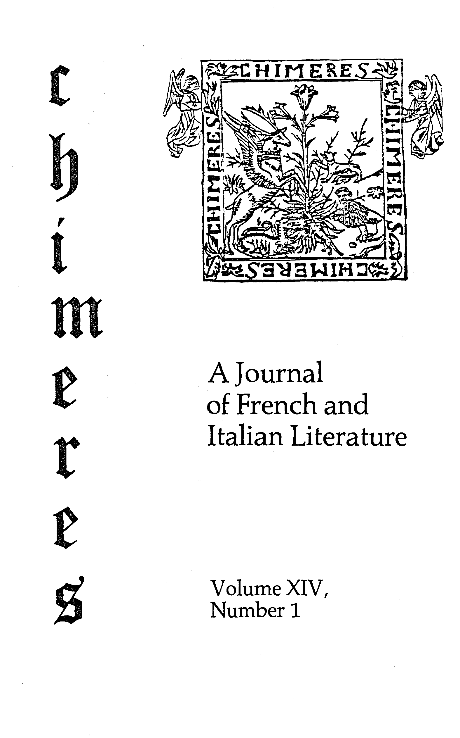 Cover for Chimères, Vol. 14.1, Fall 1980
