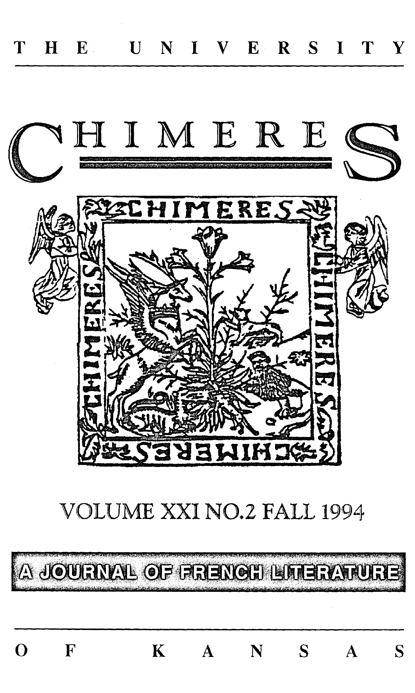 Cover for Chimères, Vol. 21.2, Fall 1994