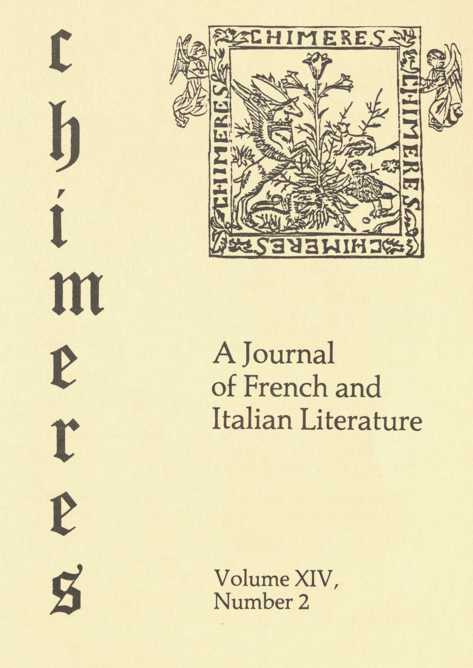 Cover for Chimères, Vol. 14.2, Spring 1981