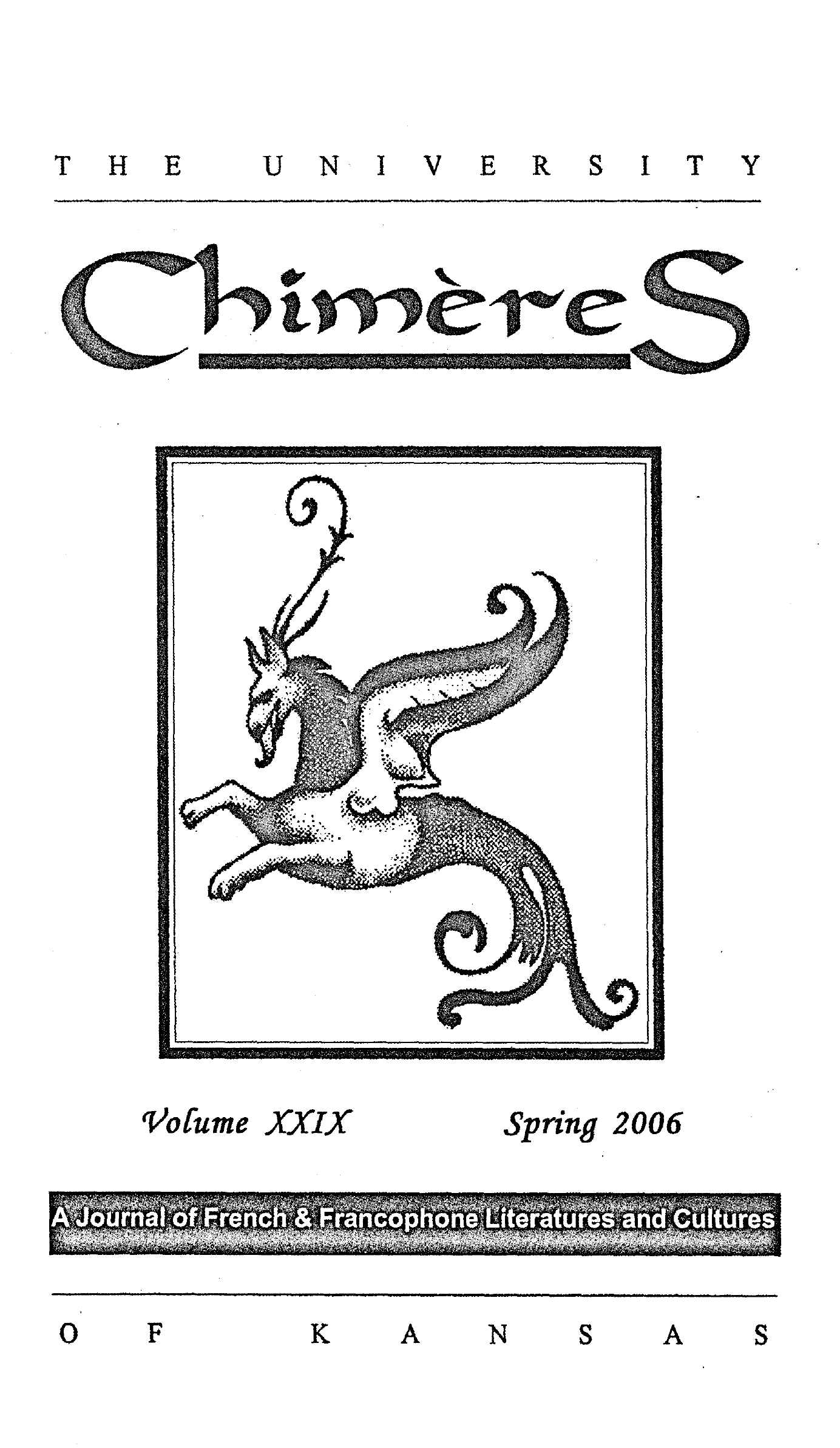 Cover for Chimères, Vol. 29, Spring 2006