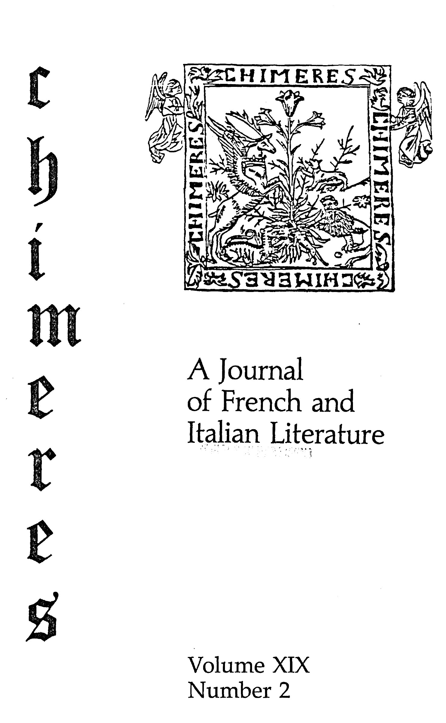 Cover for Chimères, Vol. 19.2, Fall 1988