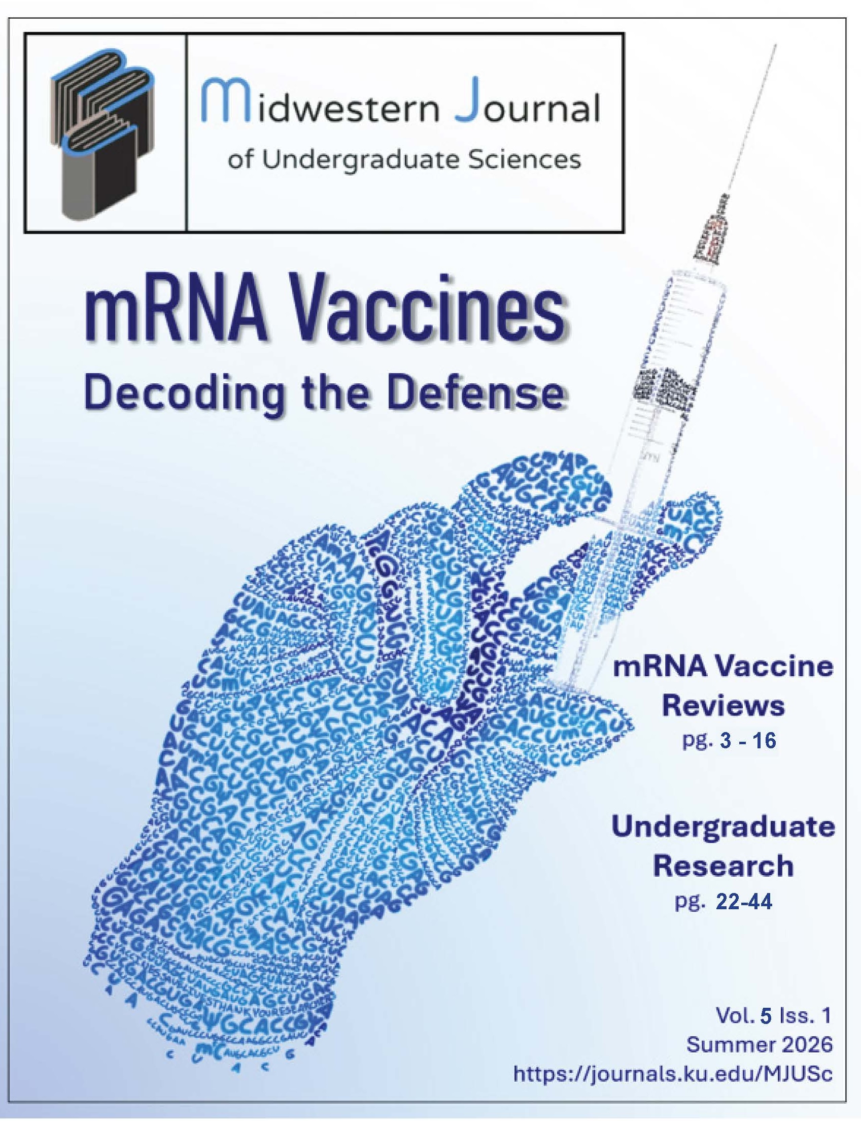 A hand holding a syringe comprised entirely of RNA bases