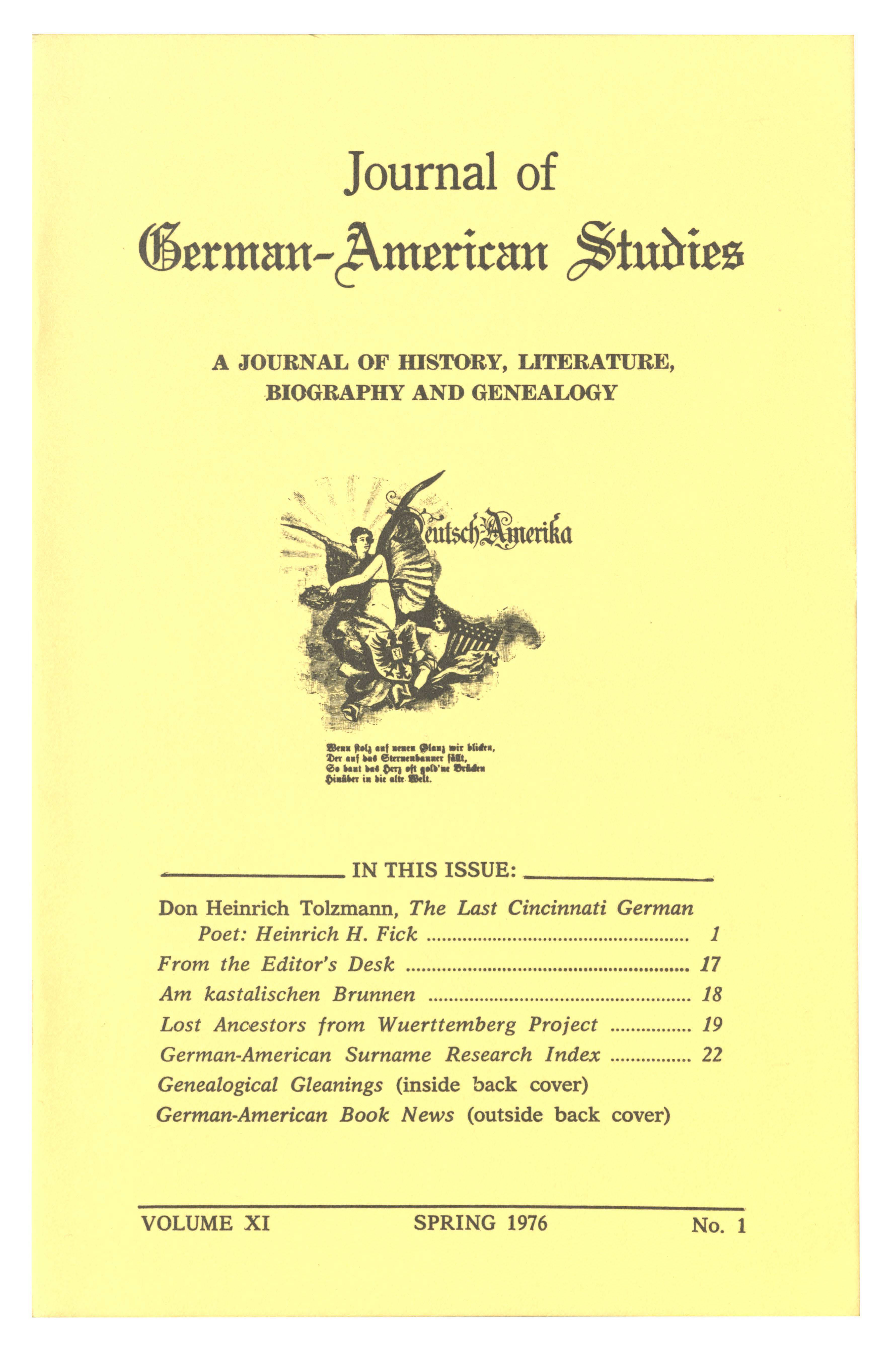 Cover of JGAS with table of contents and yellow background