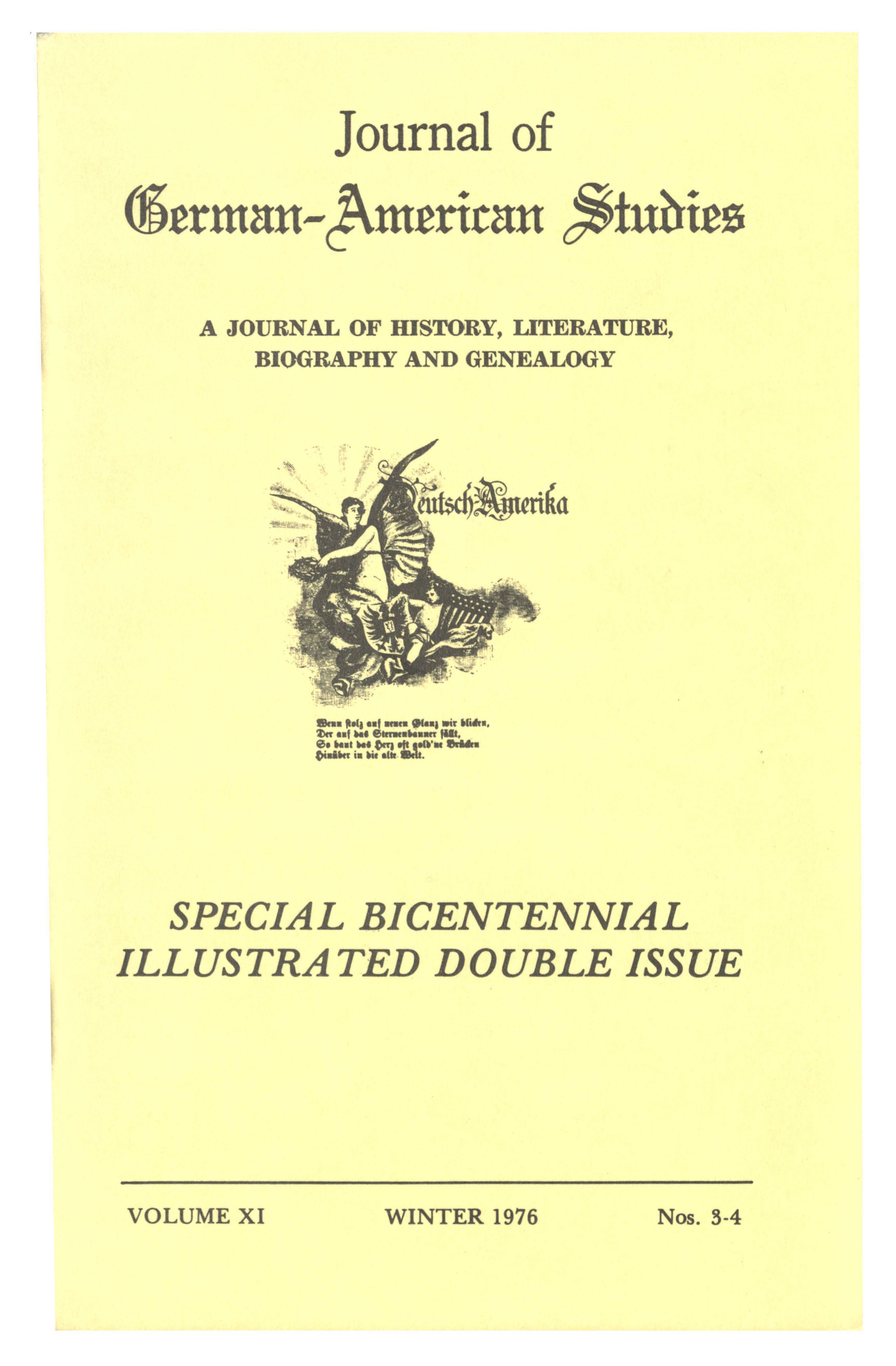 Cover of JGAS 11:3-4 in yellow with Special Bicentennial Illustrated Double Issue printed on cover
