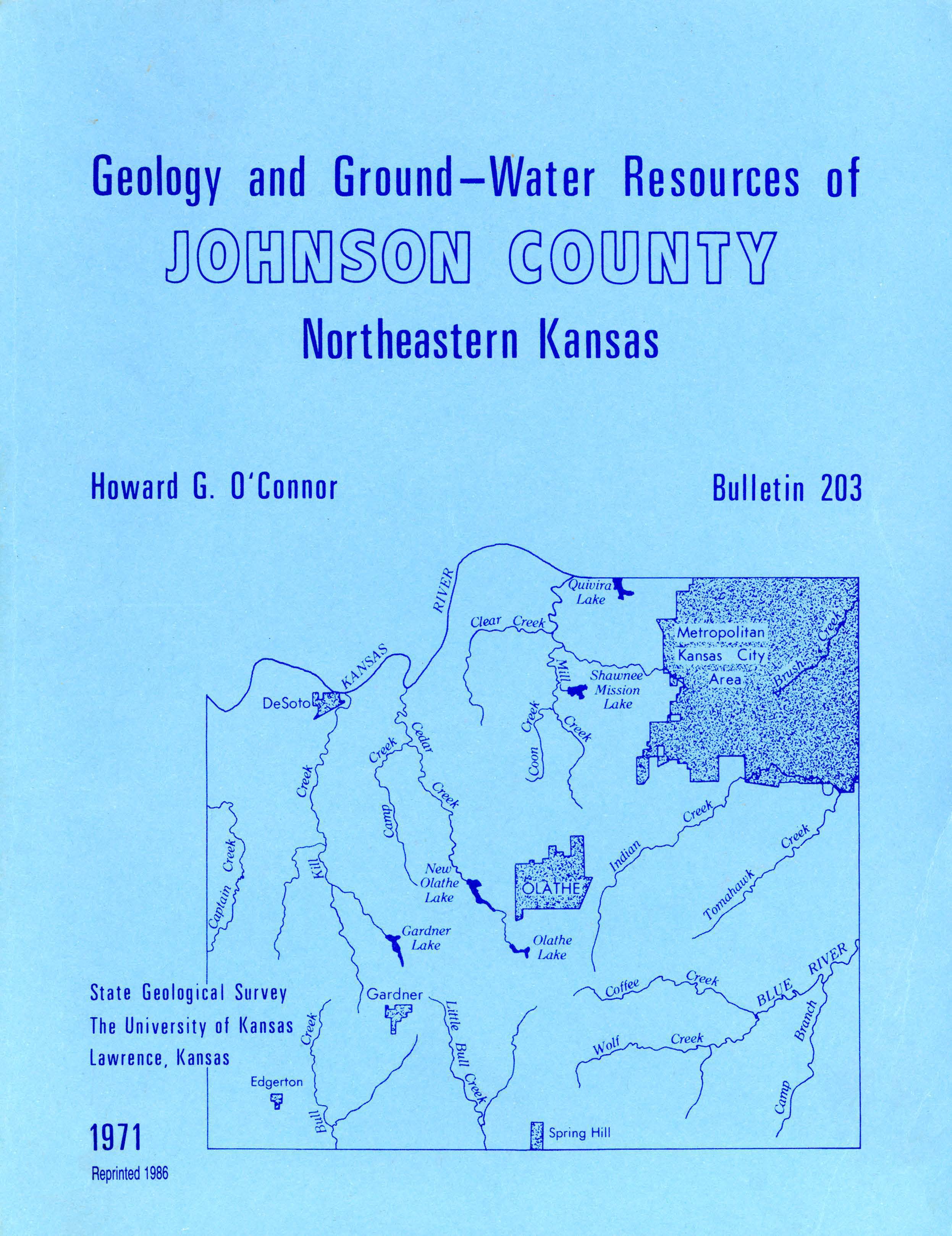 					View No. 203 (1971): Geology and Ground-Water Resources of Johnson County, Northeastern Kansas
				