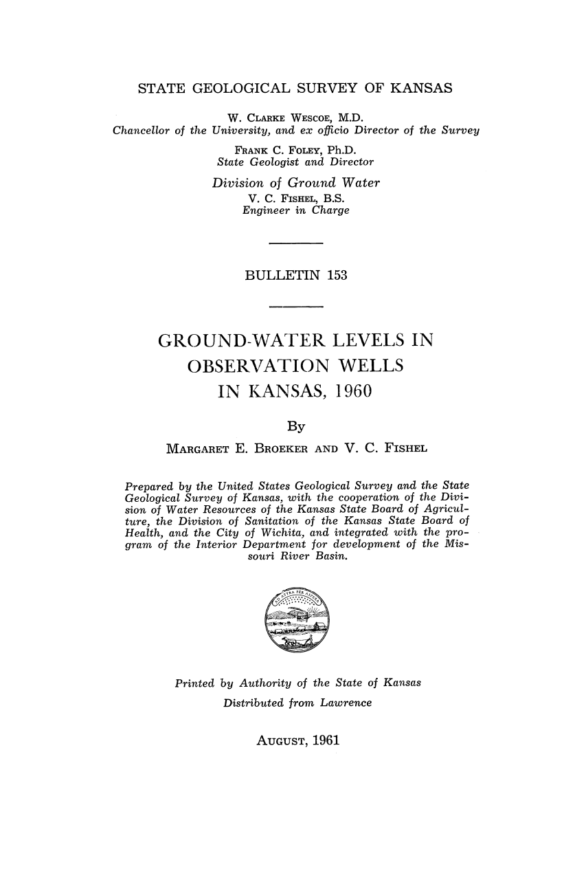 					View No. 153 (1961): Ground-Water Levels in Observation Wells in Kansas - 1960
				