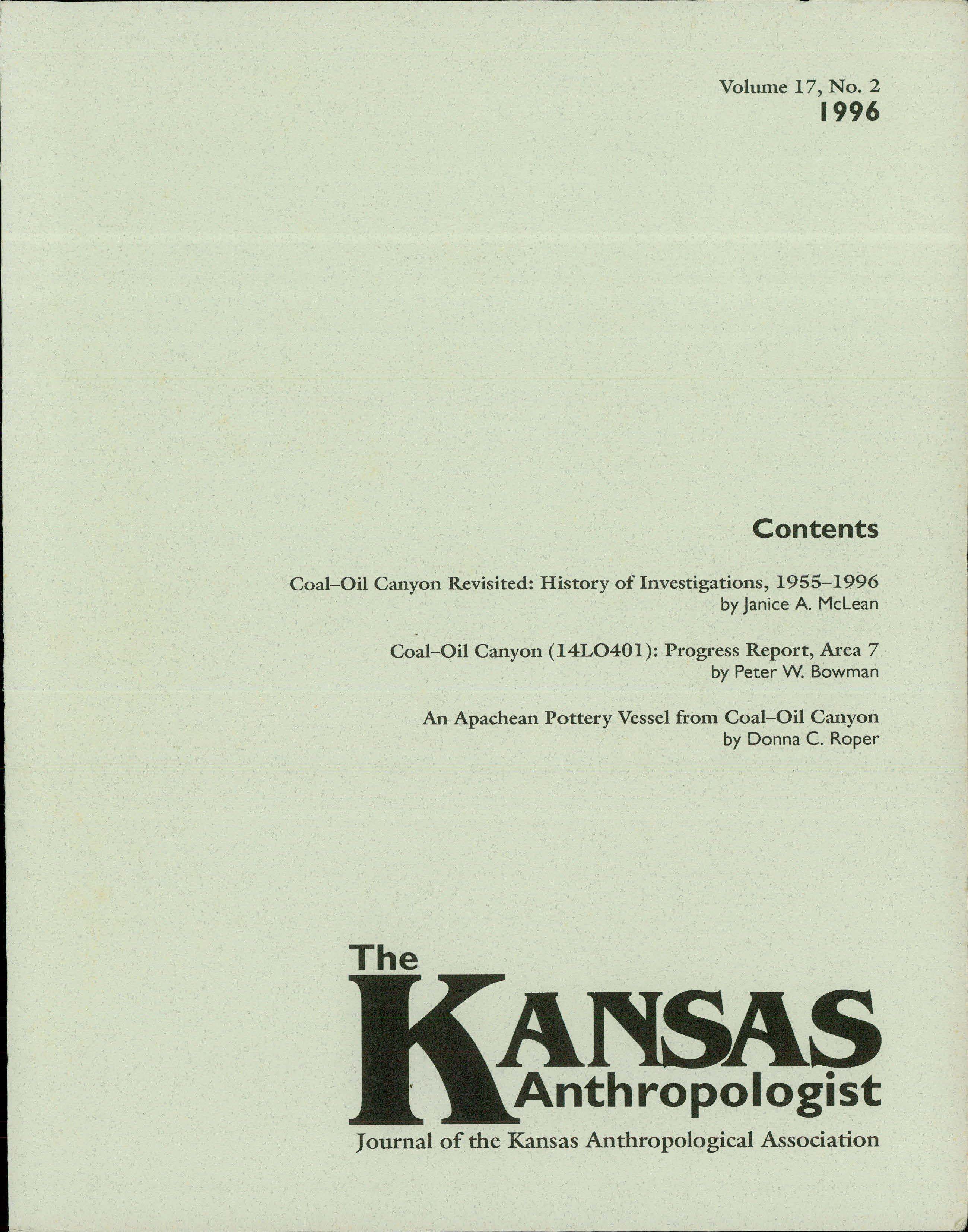 Cover of The Kansas Anthropologist journal