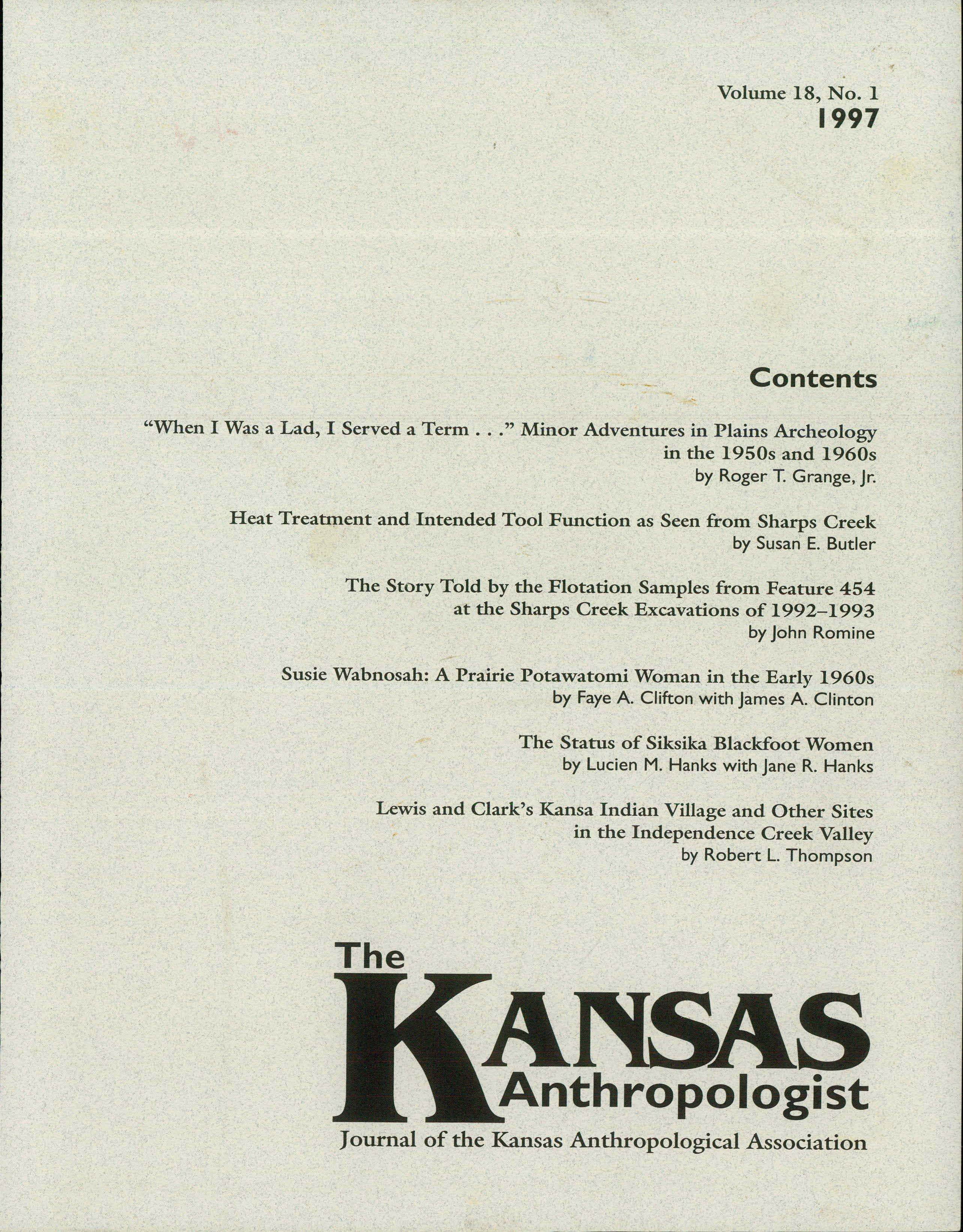 Cover of The Kansas Anthropologist journal