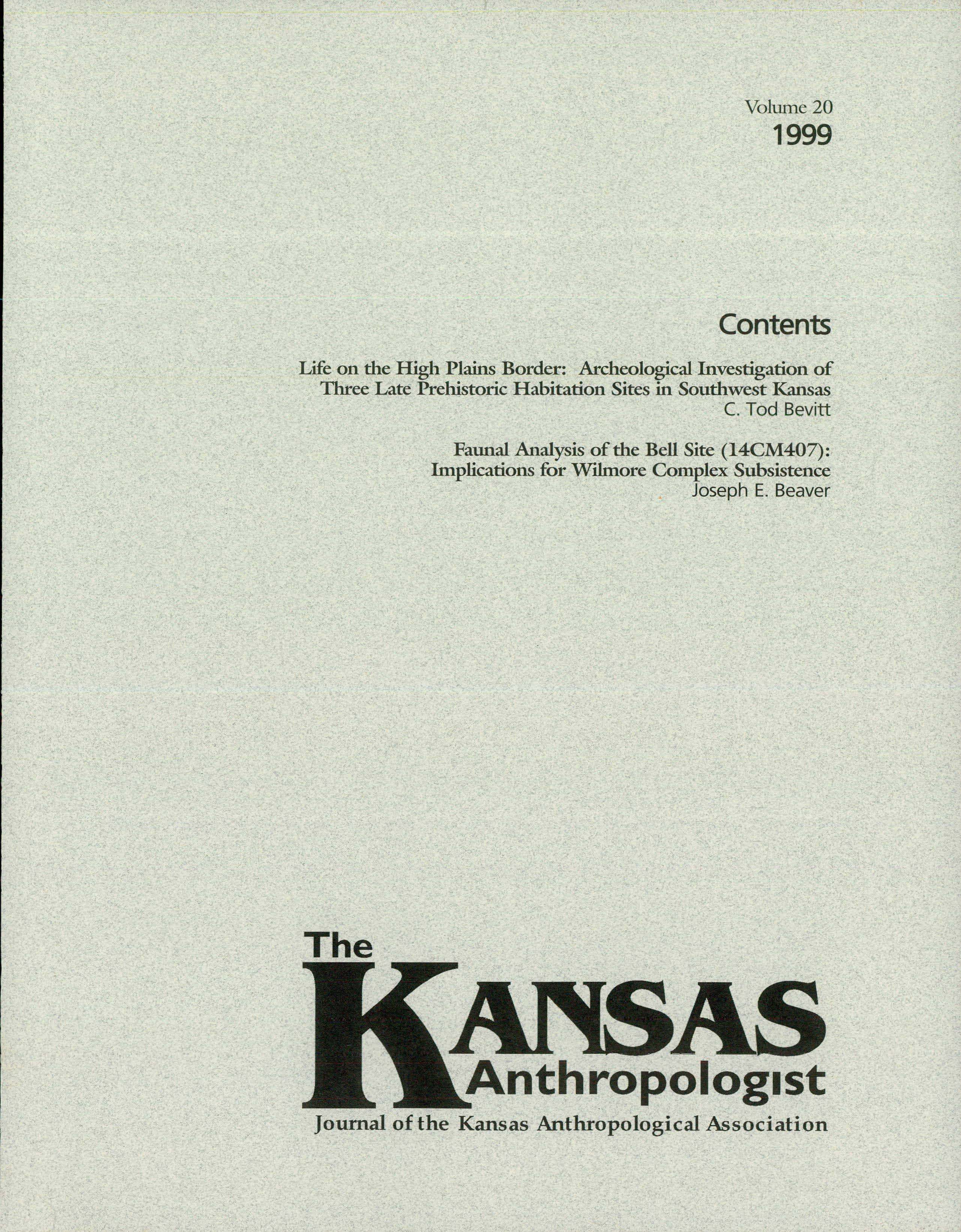 Cover of The Kansas Anthropologist journal