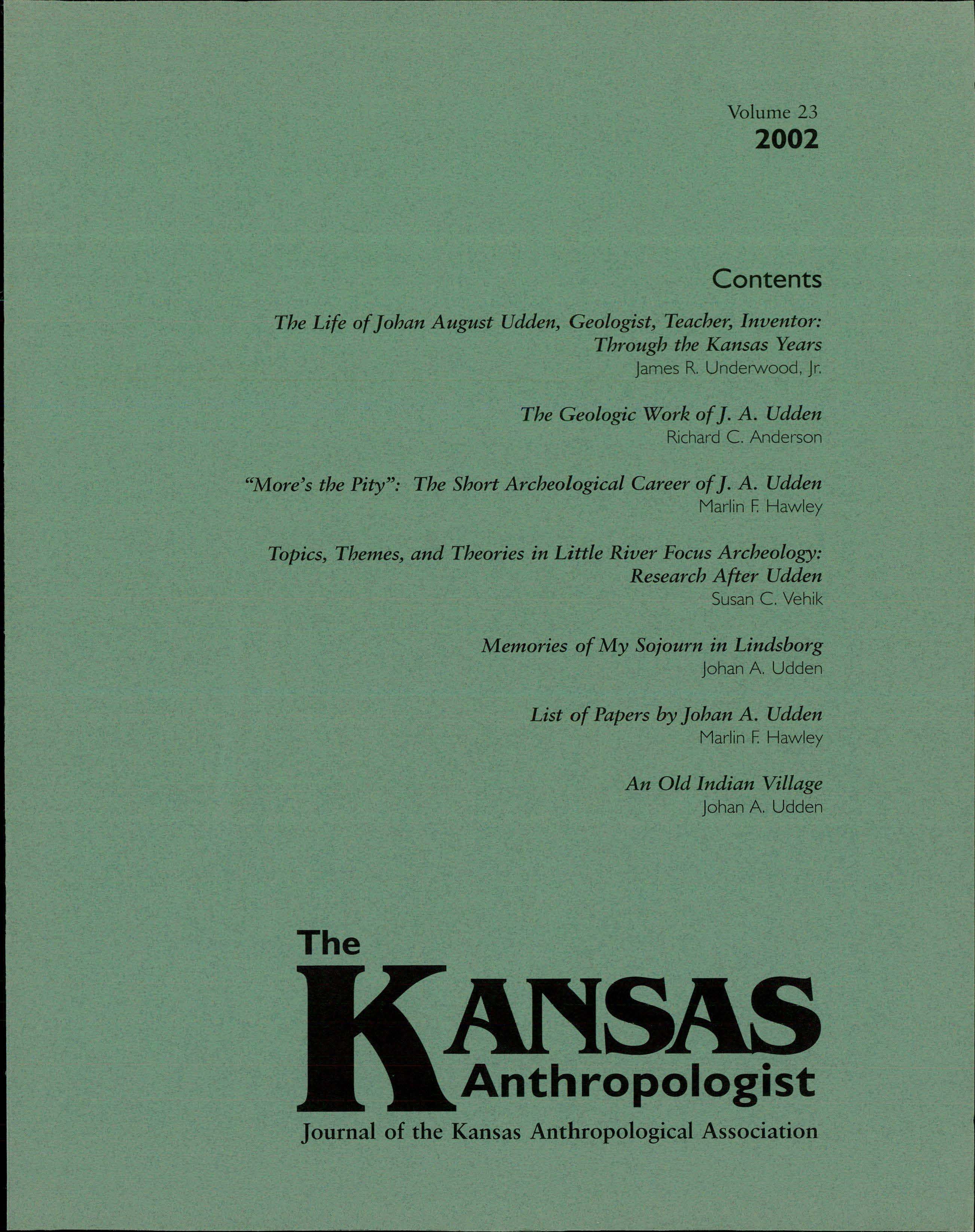 Cover from The Kansas Anthropologist journal