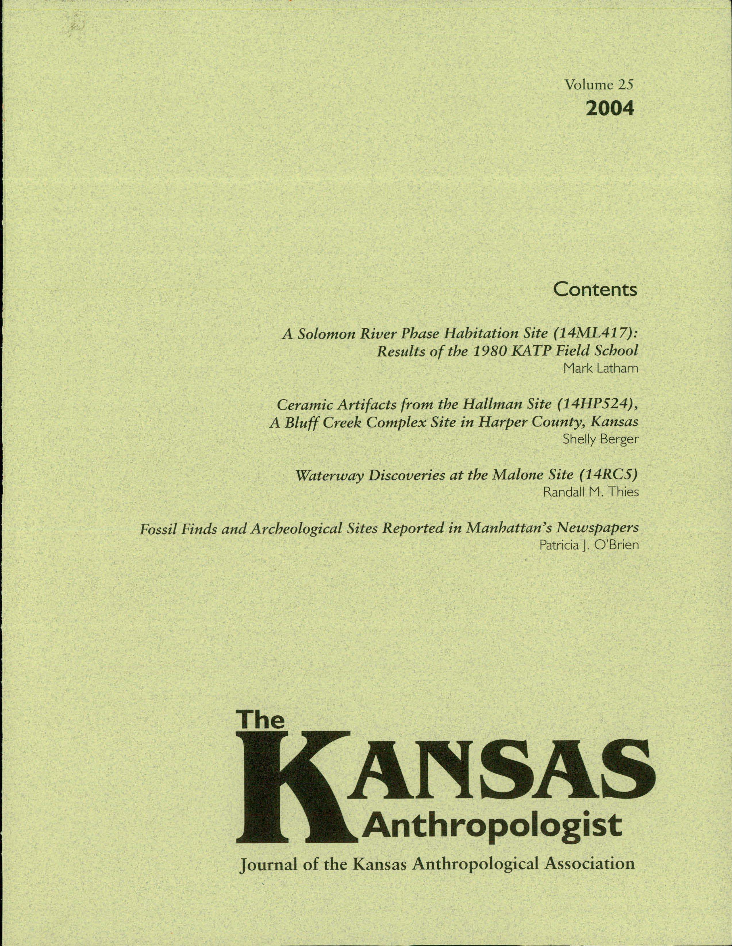 Cover of The Kansas Anthropologist journal