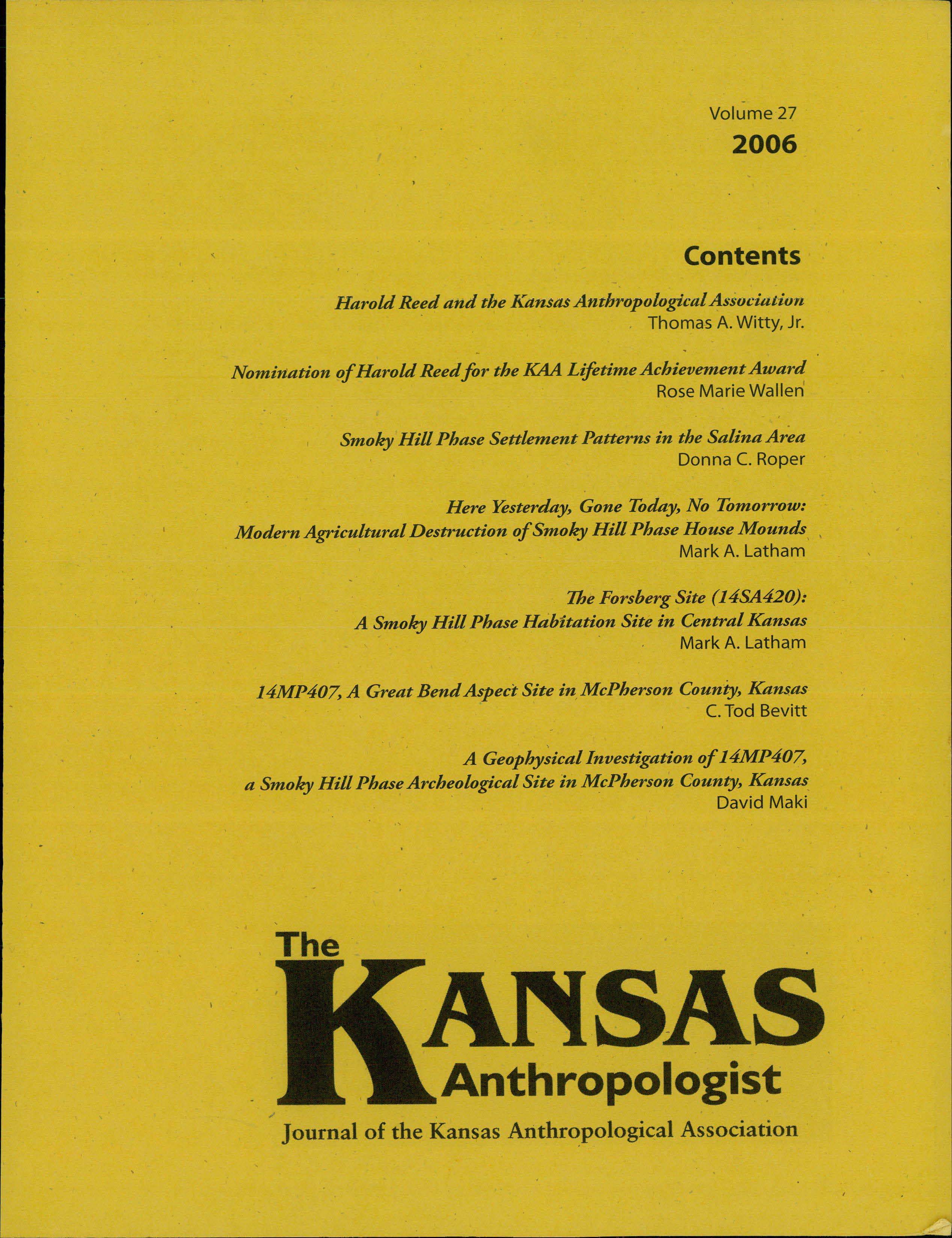 Cover of The Kansas Anthropologist journal