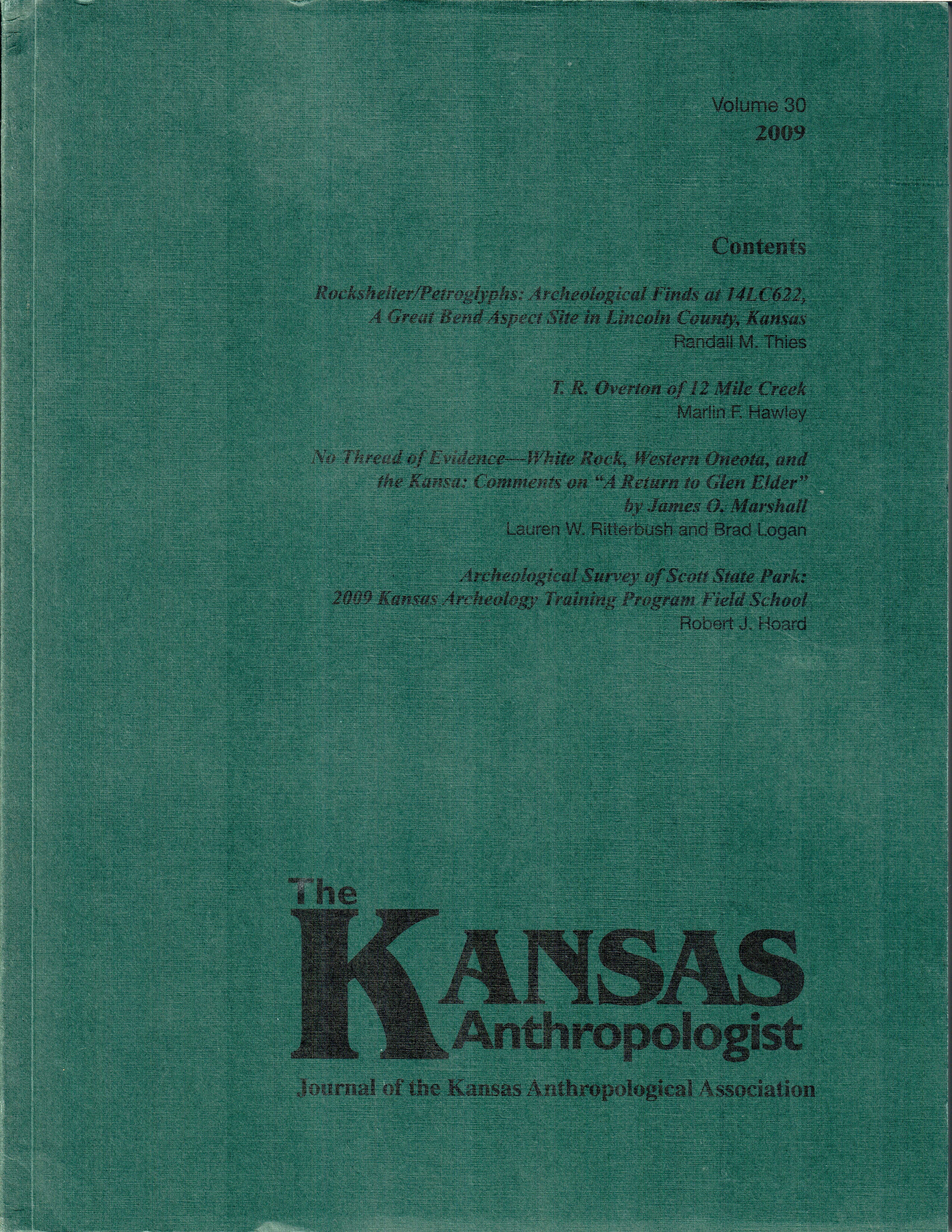 Cover of Volume 30 of Kansas Anthropologist
