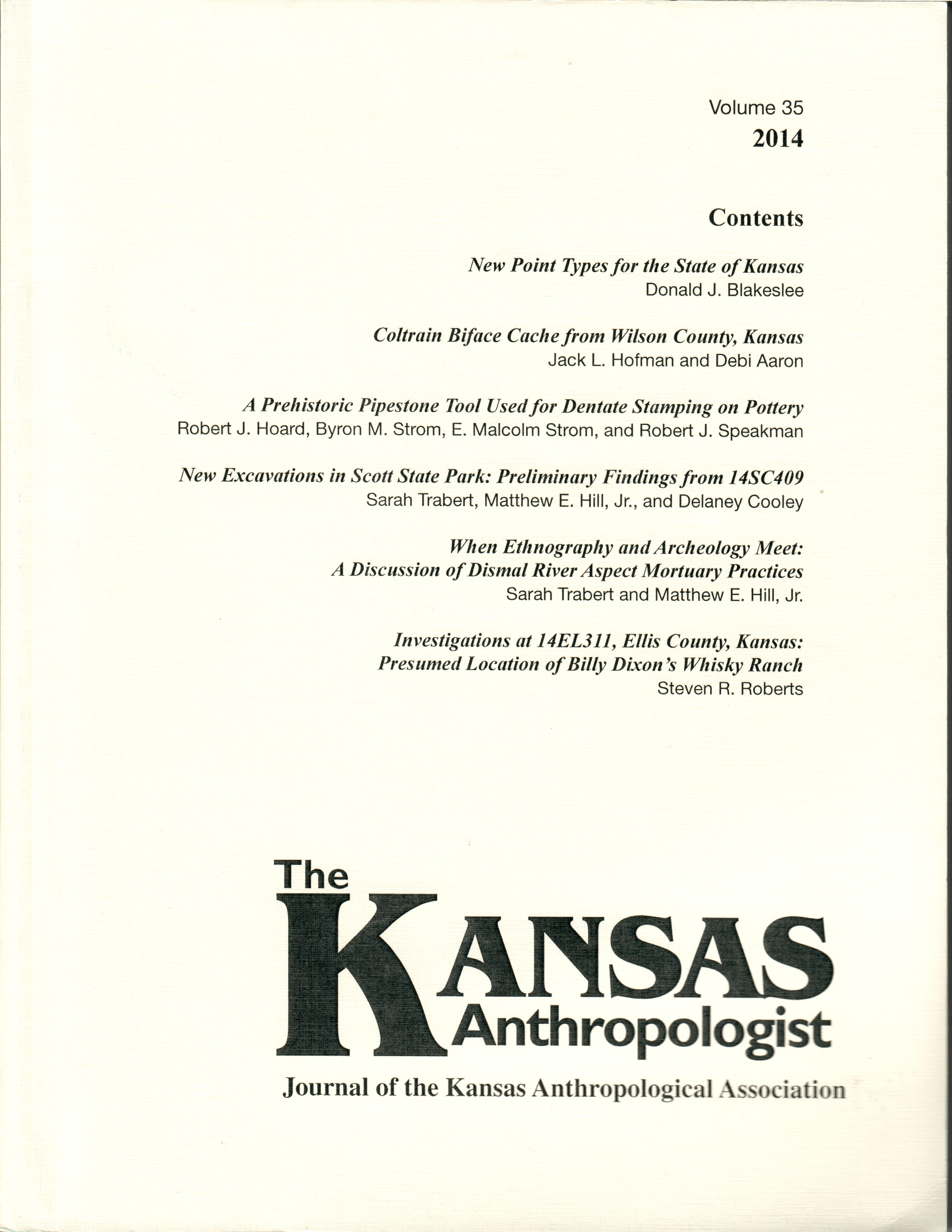 Cover of Volume 35 of Kansas Anthropologist