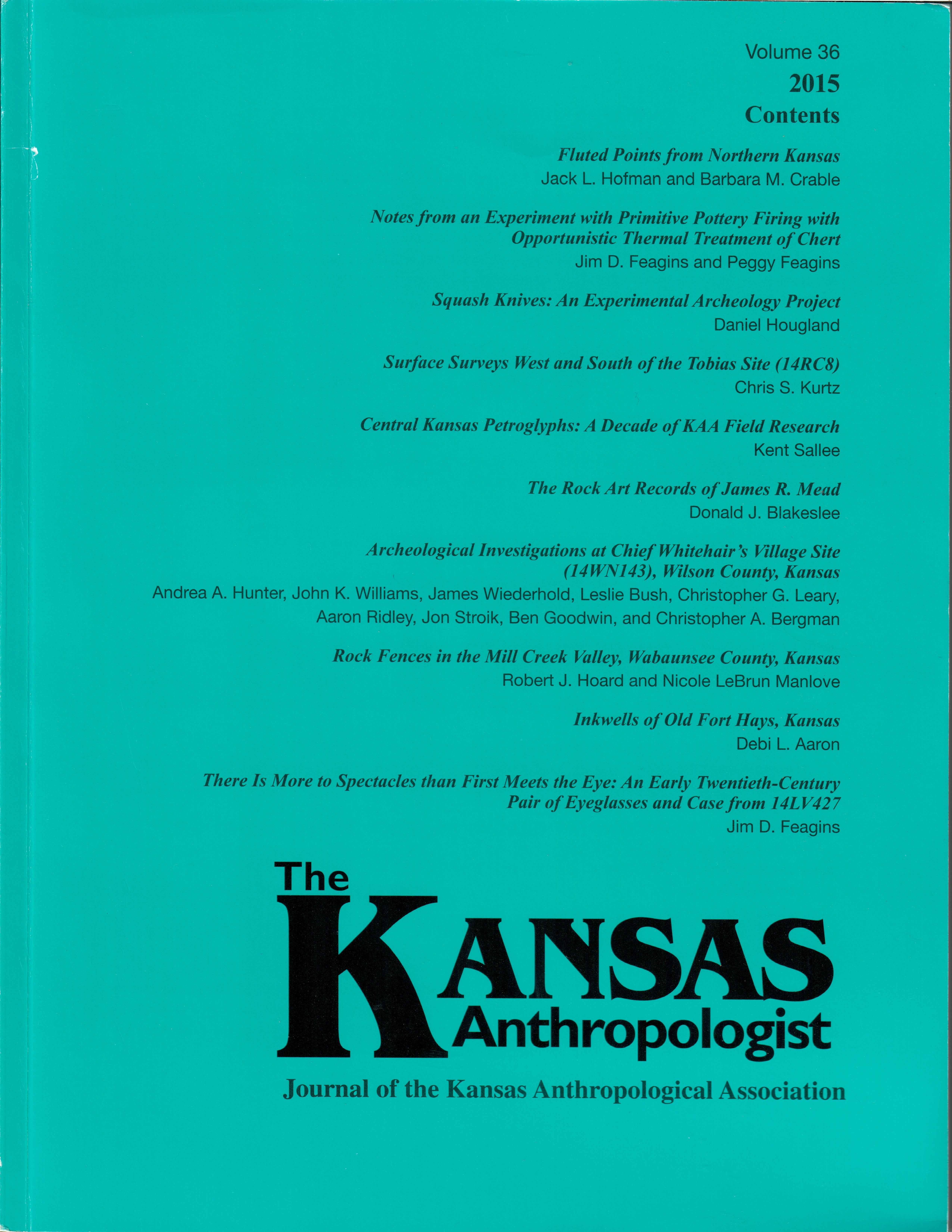 Cover of Volume 36 of Kansas Anthropologist