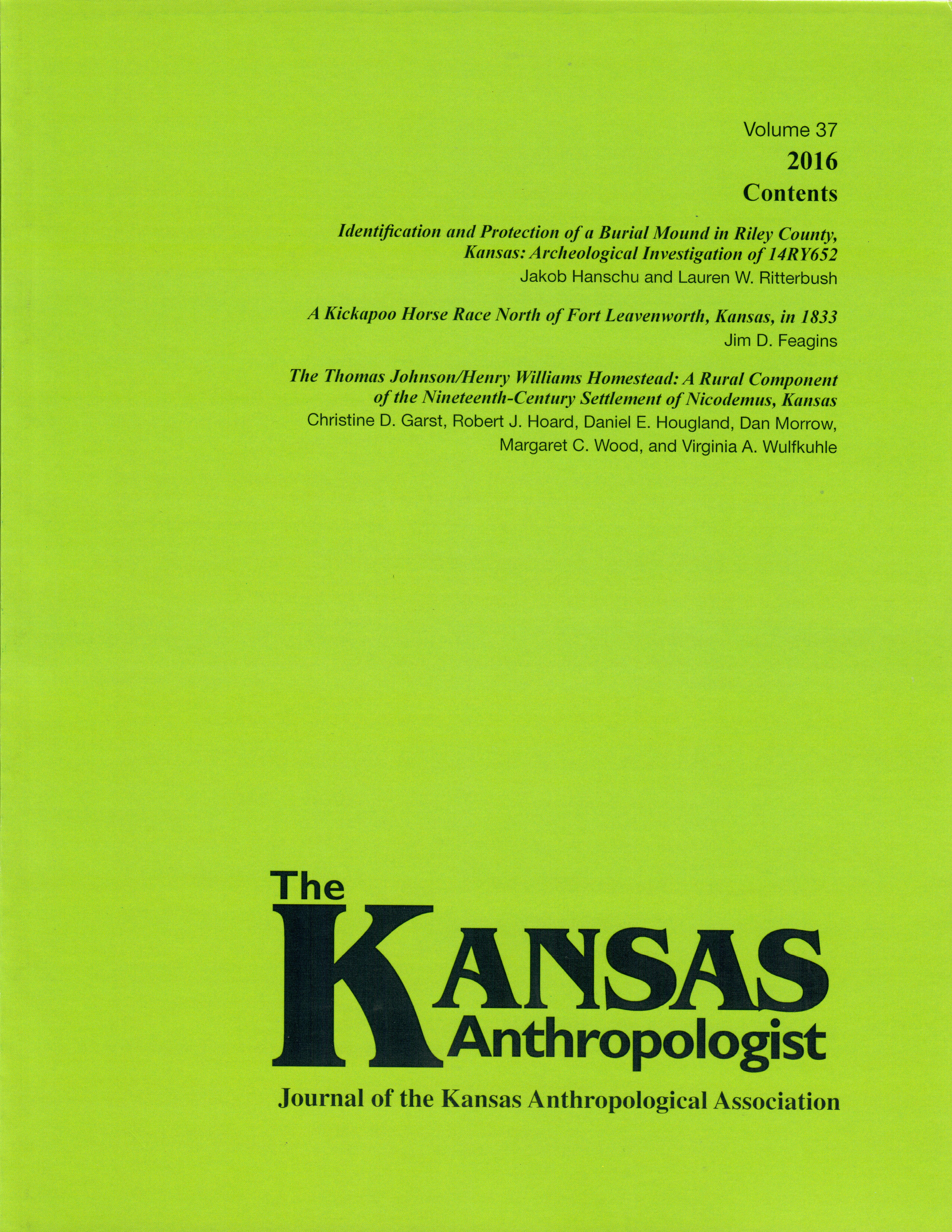 Cover of Volume 37 of Kansas Anthropologist