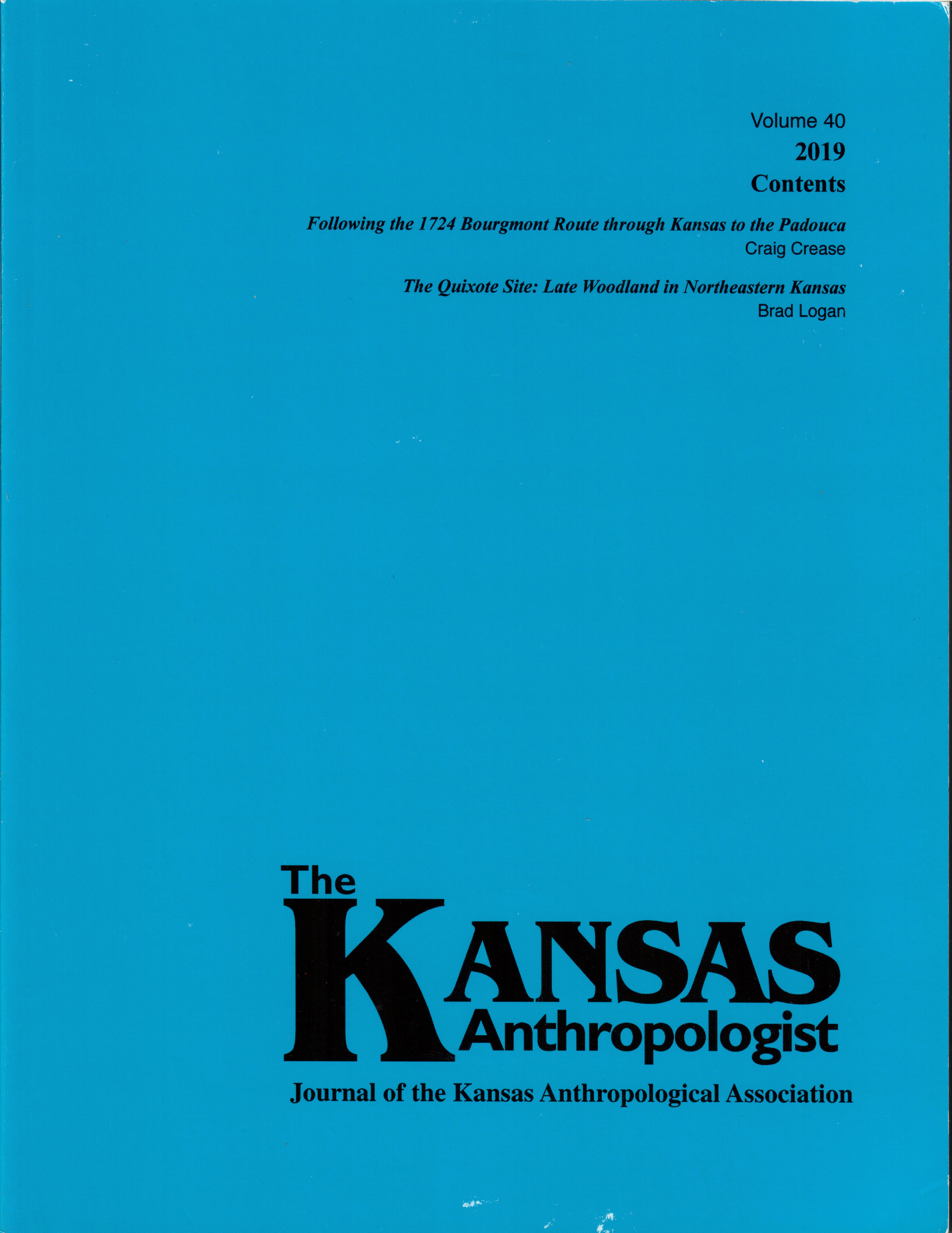 Cover of Volume 40 of Kansas Anthropologist