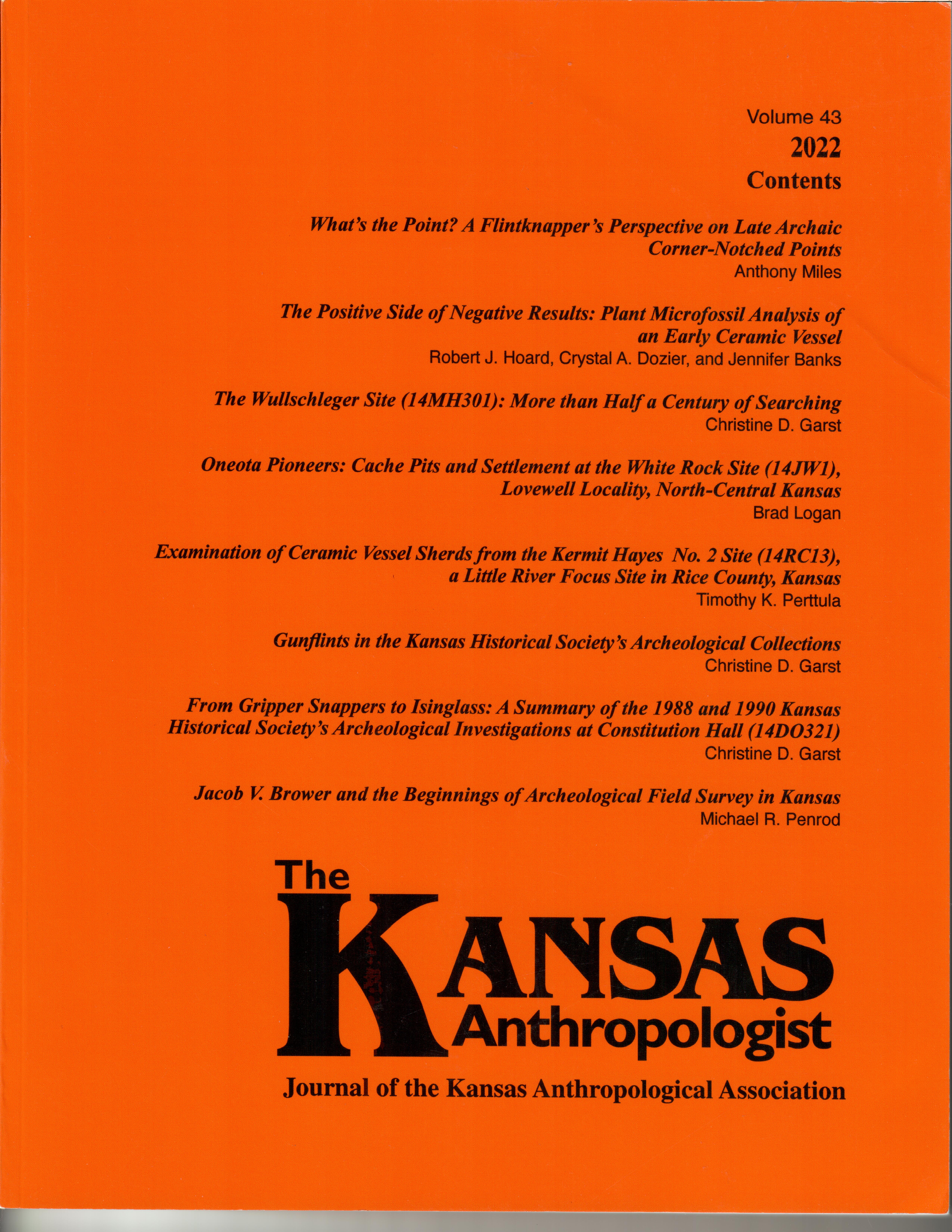 Cover of Volume 43 of Kansas Anthropologist