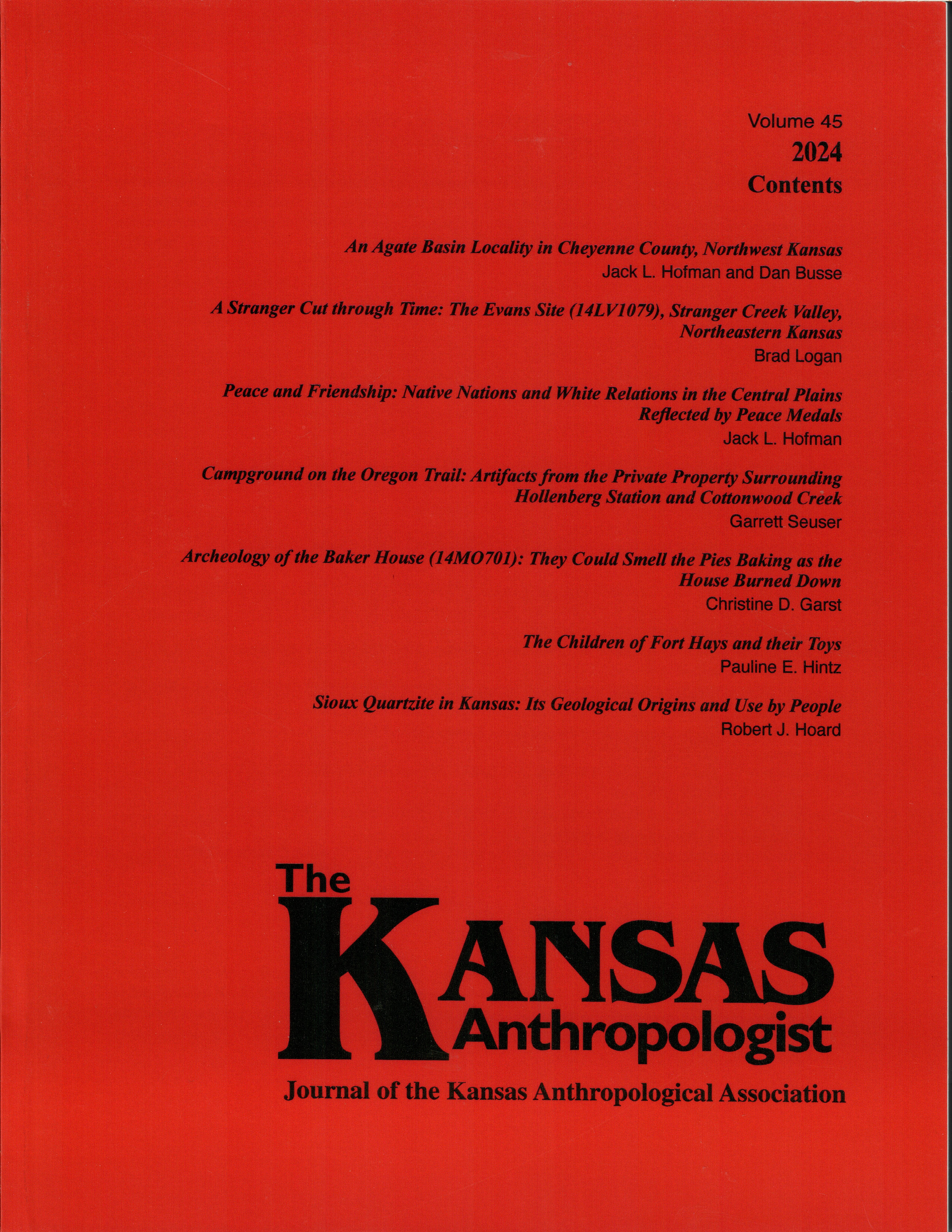 Cover of Volume 45 of Kansas Anthropologist
